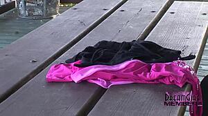 Tattooed Girl's Thrilling Park Strip Thrills Heart