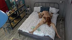 redhead teen sneaks deepthroat suck on stepdad's cock