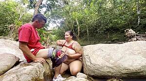 Stranger's River Handjob Leaves Tits Milked Full?