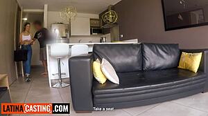 damn, this amateur latina brunette gets rammed rough doggystyle by bwc in yoga casting!