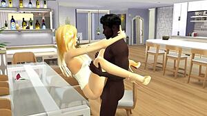 Blonde Wife Cheats in The Sims 4 Anniversary with BBC Cuckold Creampie Game Holiday Interracial Sharing