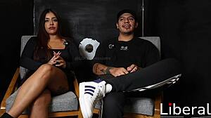 Cornudo watches wife suck stranger's cock bent over in first time gloryhole cuckold scene