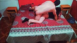 Fucking my friend's fat-assed wife doggystyle rough creampie moaning!!