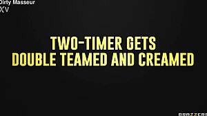 Bound Scarlit Scandal and Susie Stellar Lick Asses, Deepthroat, and Take Double Cumshots.