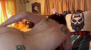 How does petite exotic blu tease small tits in amateur web chat with lucky dude?