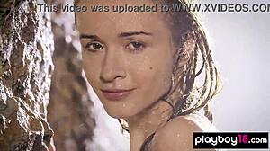 vi shy ukrainian babe strips slow showing off her wet little pussy