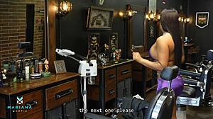 Sexy Ebony Colombian Mariana Martix Fucks Client Brandon Cruz Barbershop