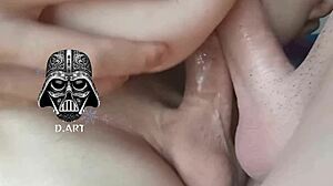 raw double vaginal penetration builds to her shaking orgasm