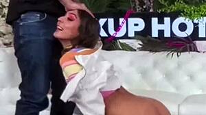 sasha gags hard on deepthroat face fuck till cum covers her