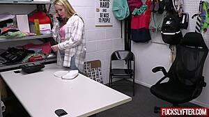 Shy office teen stripped bare then fucked hard for hidden goods