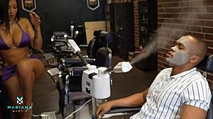 Sexy Ebony Colombian Mariana Martix Fucks Client Brandon Cruz Barbershop