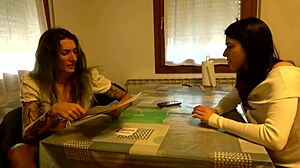 Laura's Leather Strapon Surprise: Edon Bent Over in Boots and Gloves