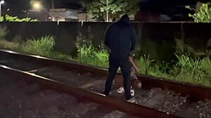 wife almost fucks on bike path while cuckold watches in heat! can he handle it?