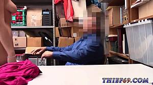 Petite Ebony Teen 18+ Busted for Apparel Theft by Strict Cop