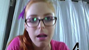 Redhead Penny Pax eagerly devours Alex Legend's thick cock with big tits smile