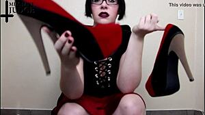 i'm punishin' this stupid horny heel slut in da garage with my feet domination...