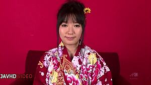 seductive jav star chiharu in kimono deepthroats huge cock with intense passion.