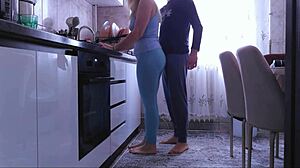 roommate bends me over kitchen counter doggystyle creampies no breakfast