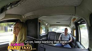 sexy taxi driver blows tattooed hunk's load right in her mouth