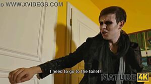 mature granny plays hide and fuck seek in halloween costume