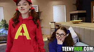 three friends jade valentine, bella blu, megan mistakes share danny mountain's big cock halloween hardcore pov taboo