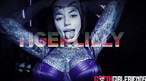 Redhead tiger lily's inked big ass pussy banged doggystyle cowgirl