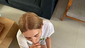 Cute blonde teen deepthroat pov suck moan pays rent!