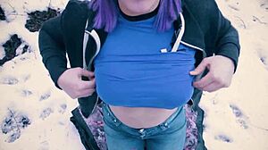 hey, check out this public blowjob happening right in the snowy city park