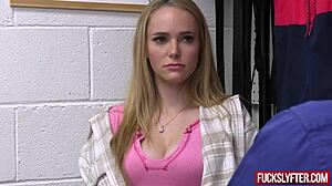 Shy office teen stripped bare then fucked hard for hidden goods