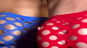 Lesbian threesome swells to foursome cock wet pussies