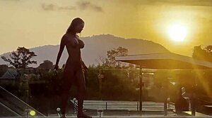 Monika fox rims balls swallows cum takes golden shower poolside sunset?