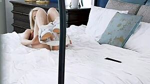 skinny horny stepdaughter spies then sucks stepdaddy's throbbing cock