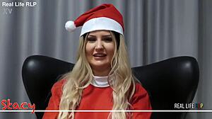 stacy rims lover's ass then milks cum in rough christmas humiliation sex