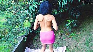 wyld yasmin strips solo in backyard for neighbors