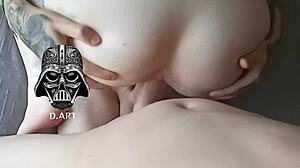 raw double vaginal penetration builds to her shaking orgasm