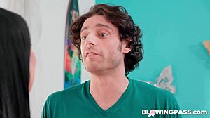 Aussie brunette babe teases then sloppy deepthroats my monster cock pov balls deep