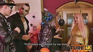 mature granny plays hide and fuck seek in halloween costume