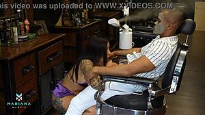 Sexy Ebony Colombian Mariana Martix Fucks Client Brandon Cruz Barbershop