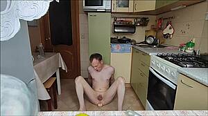 Lanatuls Rides Huge Dildo in Kitchen Moscow Anal Slut Whore