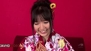 seductive jav star chiharu in kimono deepthroats huge cock with intense passion.