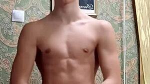 Flexy Skinny Muscular Boy Stretches Body Wildly After Intense Study Session