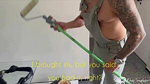 morena babe lured the painter into hot apartment room fuck after seductive tease