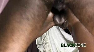 Her boyfriend's thick cock slamming her ebony ass from behind doggystyle