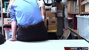 Female MALL COP Milf BLACKMAILS Young Guy For OFFICE SEX Pounding