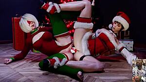 surprise christmas gift: eve's tight bald pussy double dildoed anally till squirting