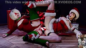 surprise christmas gift: eve's tight bald pussy double dildoed anally till squirting