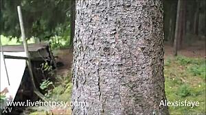 couple sucks tits and fucks deep in forest outfit play