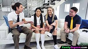 brothers paying schoolgirl stepsisters for hardcore orgy bang??