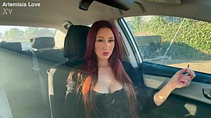 italian milf artemisia love smokes sexy with big tits in car