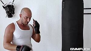 Fuck me harder in the gym, begs long-haired Inna Innaki as trainer unloads cum